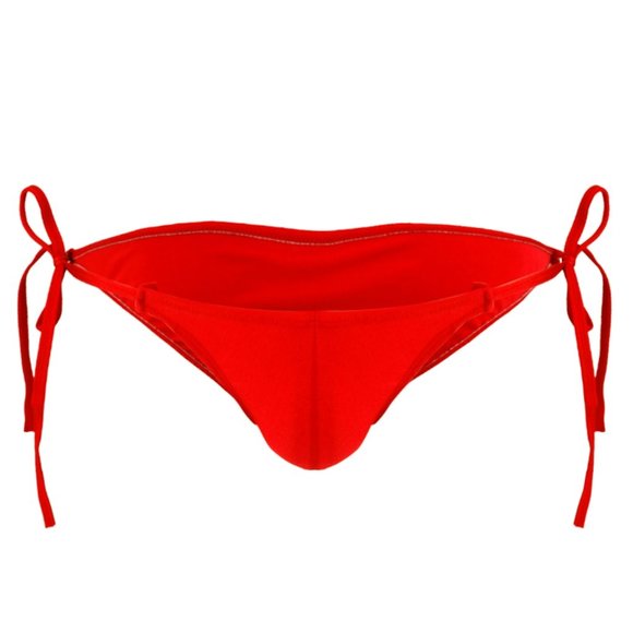 Red Men's Tie Side Bikini - Picture 4 of 4